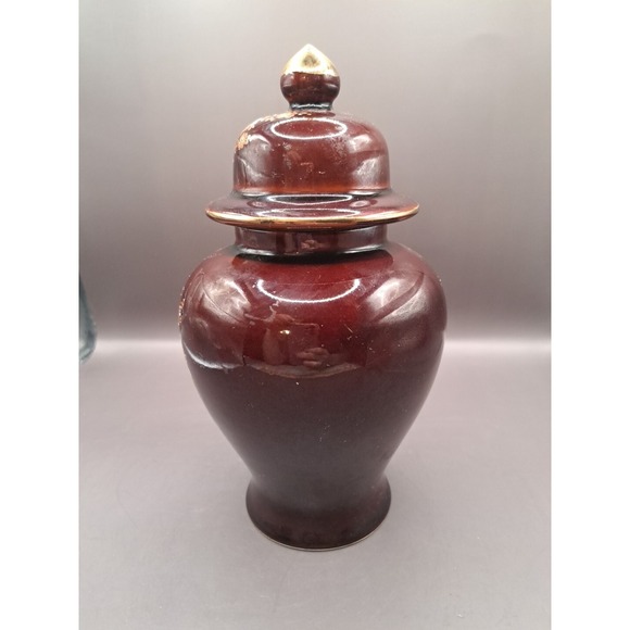 8.5" Jar Birds Floral Porcelain Ginger Jar lid Ceramic Shiny Glaze Gold Trim - Picture 6 of 14